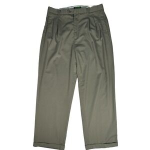 Zenith Vintage Men's Dress Pants 36x30 Olive Pleated Cuffed Slacks Belted Wear